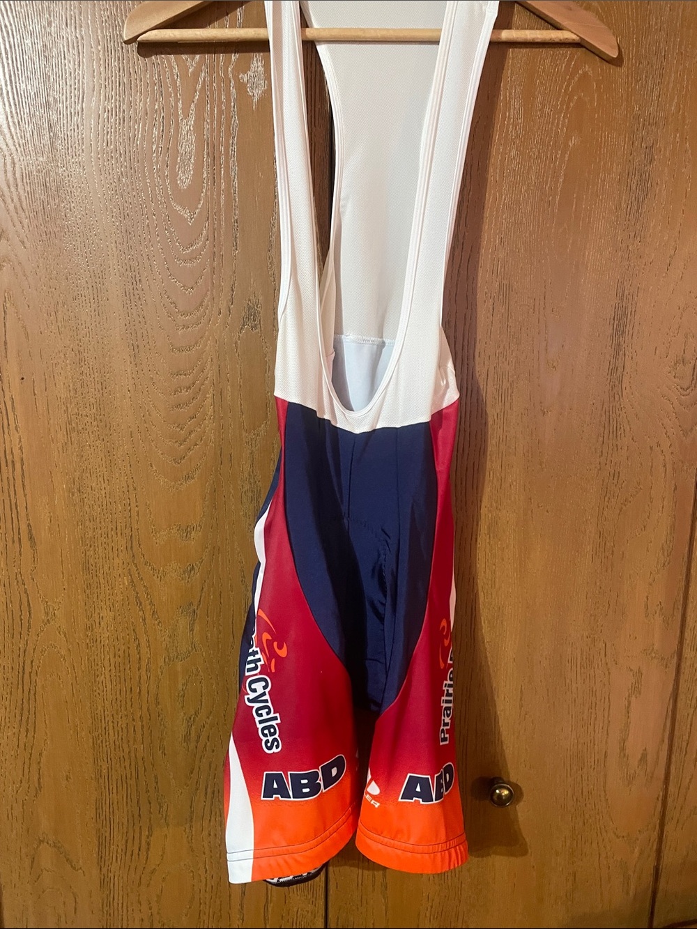ABD Men’s Athletic Cycling Bib Shorts in Red, Navy & White